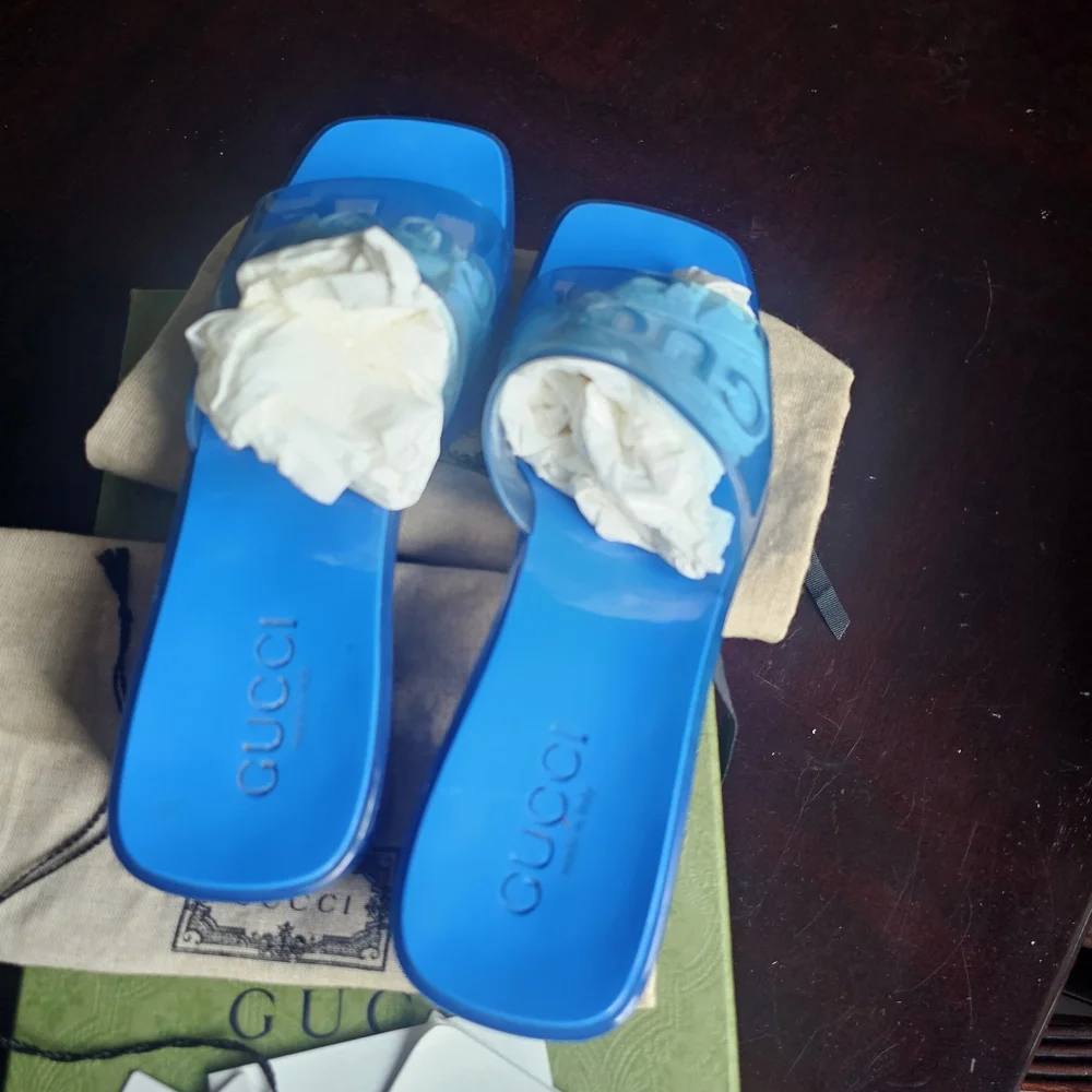 Gucci Blue Slide Sandals Size 37 - Picture 6 of 15